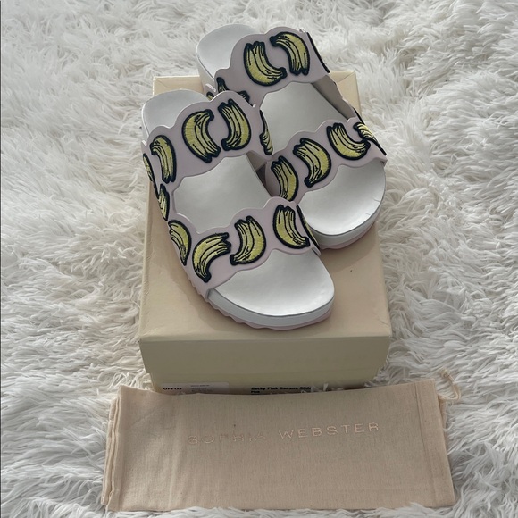 Sophia Webster Shoes - NWT! Sophia Webster Becky Pink Banana Slides. Size 38.5. Includes box. Was $345